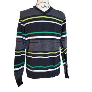 Much More Striped V-Neck Sweater - Size Small